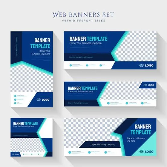 Examples of eye-catching social media post graphics and website banner designs displayed on various devices.